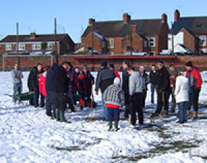 Around 30 supporters worked hard to try and clear the snow
